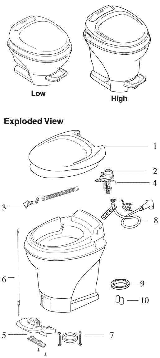 Parts Diagram - Aqua Magic V Foot Pedal Flush - Thetford Corporation