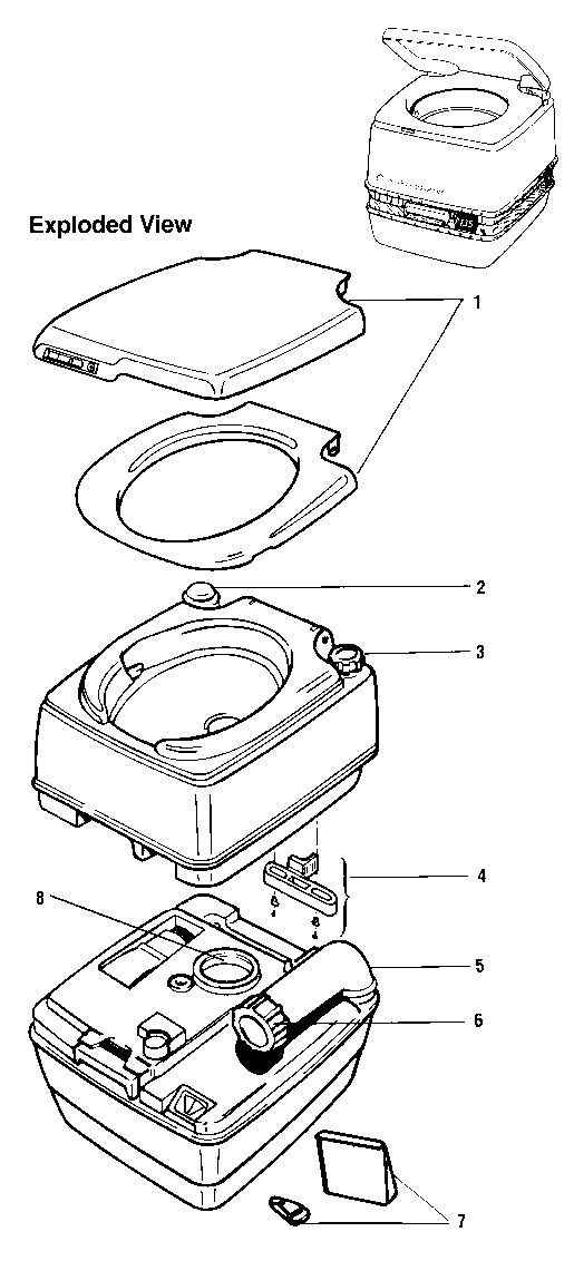 Parts Diagram - Porta Potti 155/155SL - Thetford Corporation