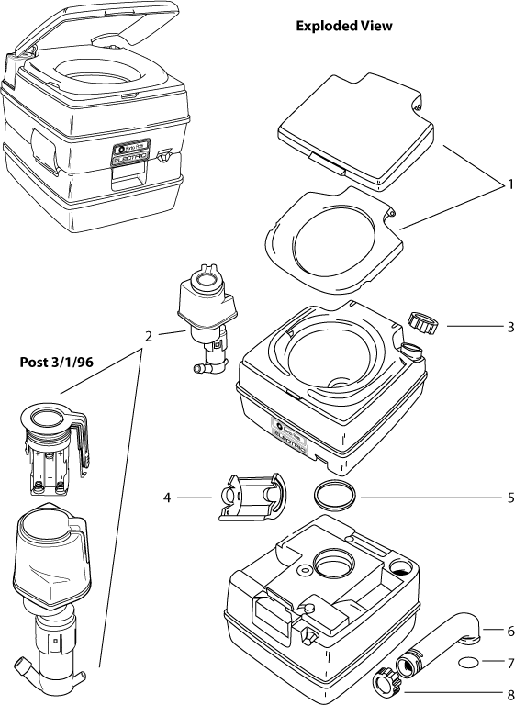 Parts Diagram - Porta Potti 585 - Thetford Corporation