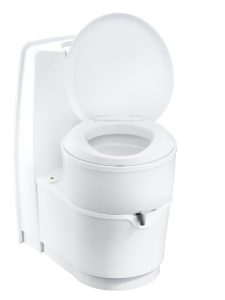C224-CW Cassette Toilet rotated, with open lid